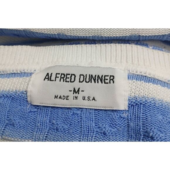 Vintage Alfred dunner womens large cotton knit blue green stripes Sweater - Picture 5 of 5